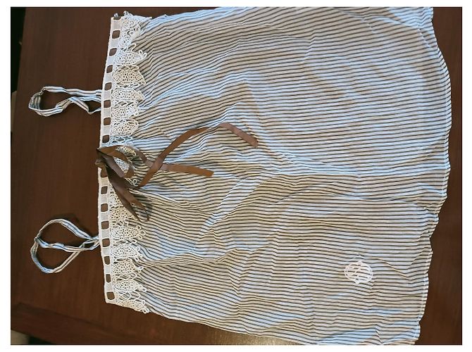 Top de Sandro a Rayas Marrón y Blanco de Voile de Algodón Castaño - vista 11