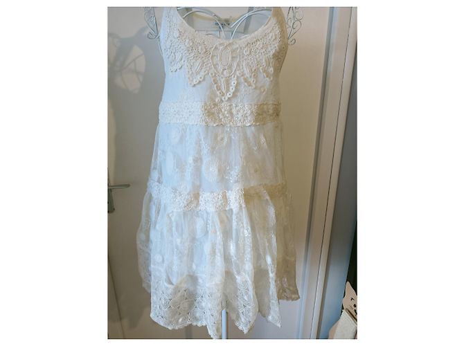 Autre Marque Choklate Spitzenkleid Eggshell Baumwolle Aus weiß - Ansicht 5
