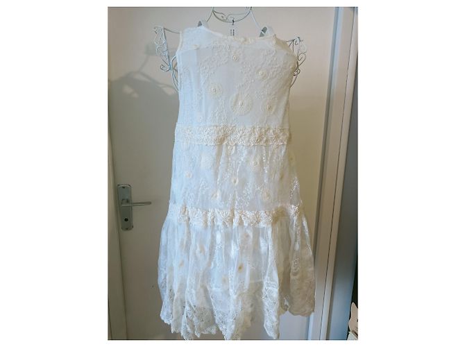 Autre Marque Choklate Spitzenkleid Eggshell Baumwolle Aus weiß - Ansicht 6