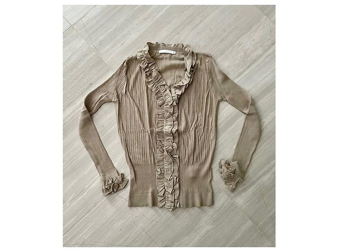 Anne Fontaine Strickjacke Sand Baumwolle Größe 42 - Ansicht 2