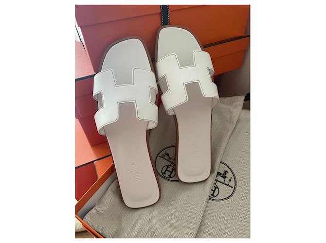 Hermès Pantofole Hermes Oran Bianco - vista 2