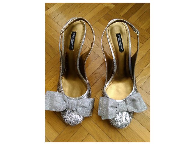 DOLCE & GABBANA SLING BACK IN LUREX Argento - vista 4
