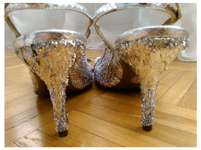 DOLCE & GABBANA SLING BACK IN LUREX Argento - vista 6