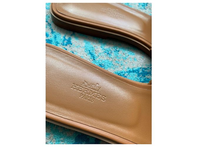 Sabot Oran ricamati Hermès Caramello - vista 4