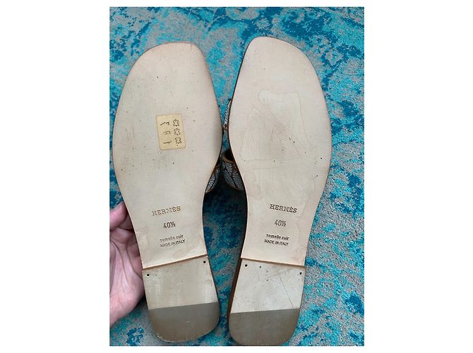 Sabot Oran ricamati Hermès Caramello - vista 5