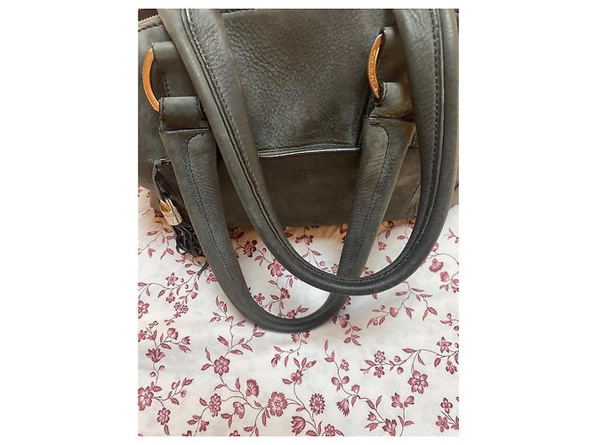 Borsa Lancel Mademoiselle Adjani in velluto di pelle grigio antracite - vista 11
