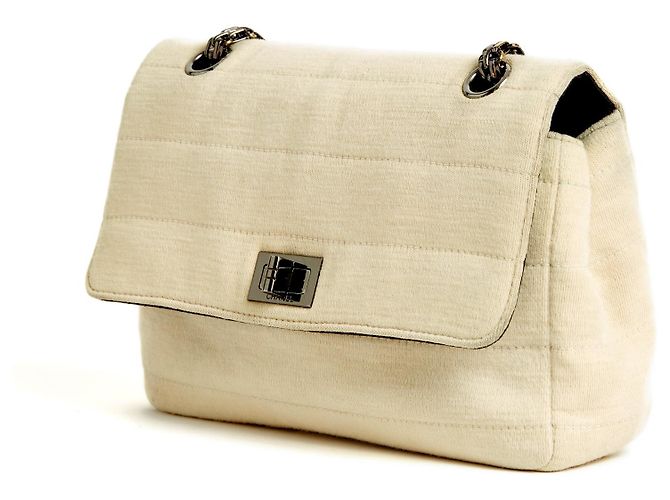 Chanel 2.55 JERSEY MARFIL PLATA 24 Crudo - vista 3
