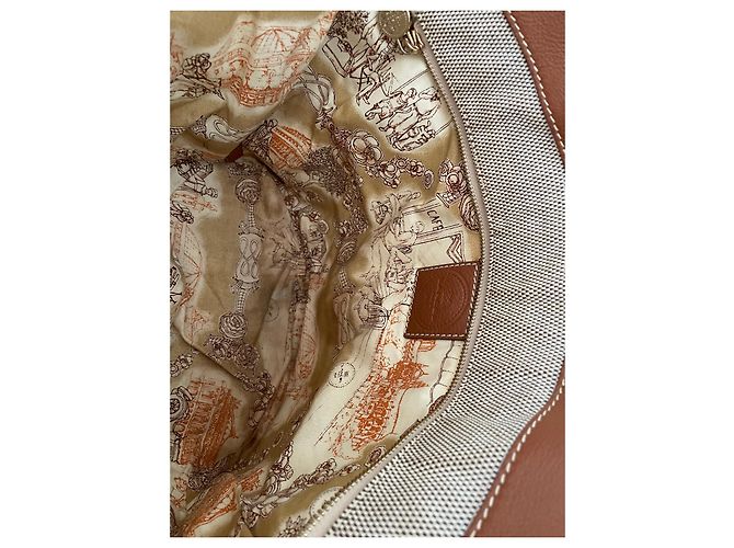 Elsa Sellier Borsa Lancel Elsa Cabas Twen'y Beige Cognac in Pelle - vista 3