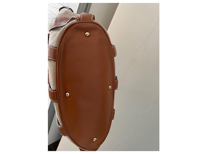 Elsa Sellier Borsa Lancel Elsa Cabas Twen'y Beige Cognac in Pelle - vista 4