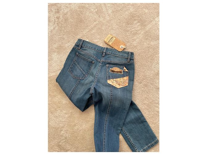 Autre Marque Alviero Martini Jeans Blau Baumwolle Kartenmuster Größe 40 - Ansicht 2