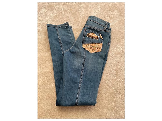 Autre Marque Alviero Martini Jeans Blau Baumwolle Kartenmuster Größe 40 - Ansicht 3