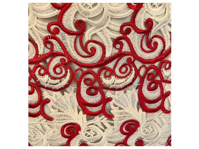 Abito ricamato Alice + Olivia rosso e avorio Crudo - vista 3