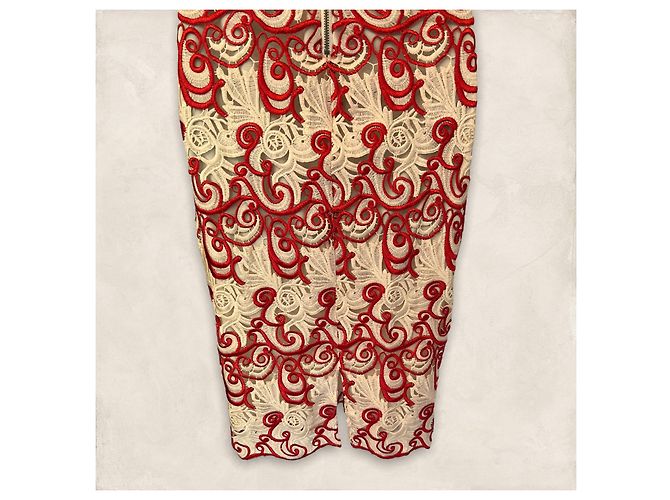 Abito ricamato Alice + Olivia rosso e avorio Crudo - vista 5