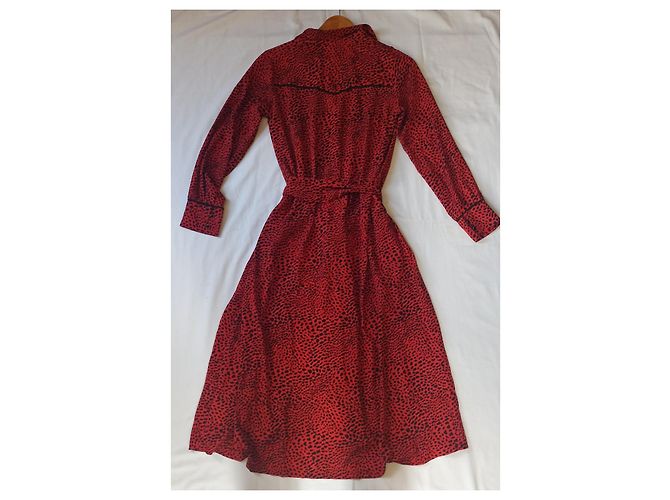 Autre Marque Opullence Langkleid Schwarz Rot Polyester - Ansicht 2