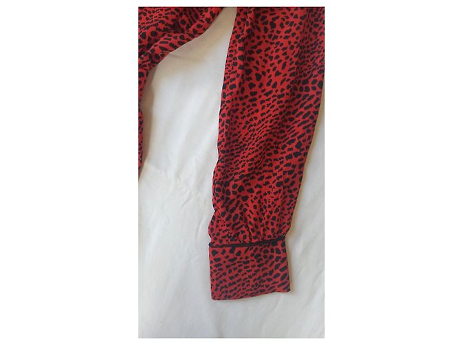 Autre Marque Opullence Langkleid Schwarz Rot Polyester - Ansicht 5