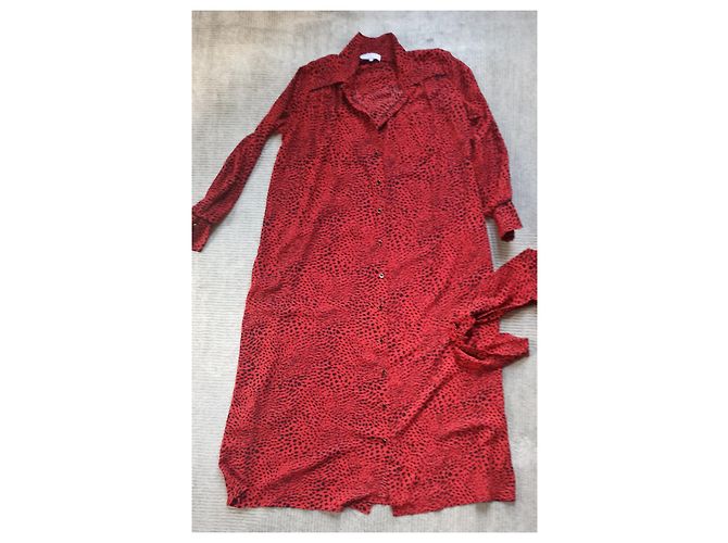 Autre Marque Opullence Langkleid Schwarz Rot Polyester - Ansicht 7