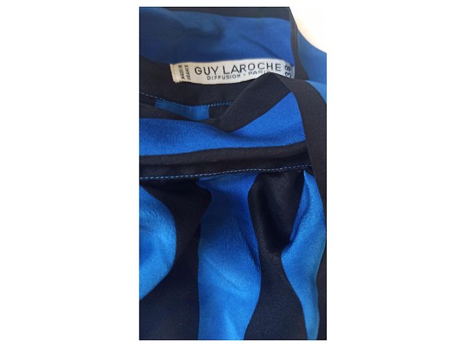 Abito Guy Laroche in seta a righe nero blu - vista 10