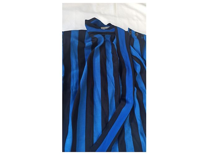 Abito Guy Laroche in seta a righe nero blu - vista 11