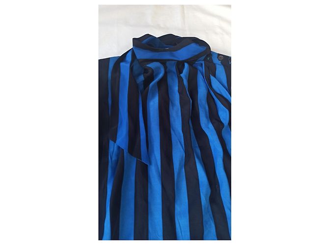 Abito Guy Laroche in seta a righe nero blu - vista 12