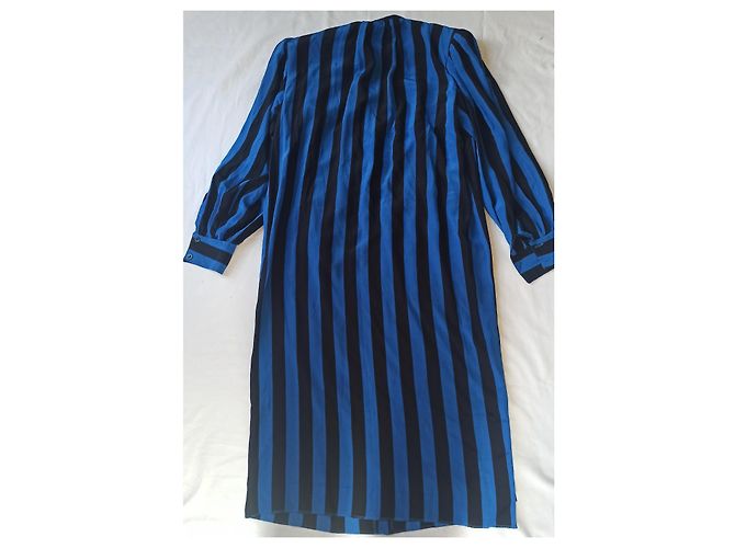 Abito Guy Laroche in seta a righe nero blu - vista 2