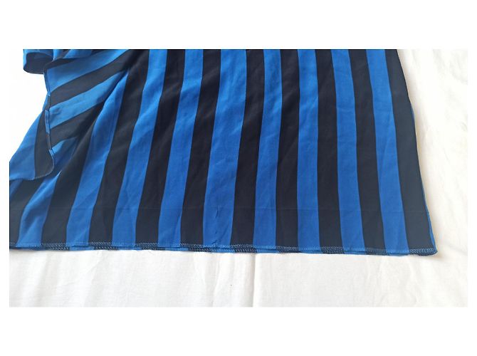 Abito Guy Laroche in seta a righe nero blu - vista 4