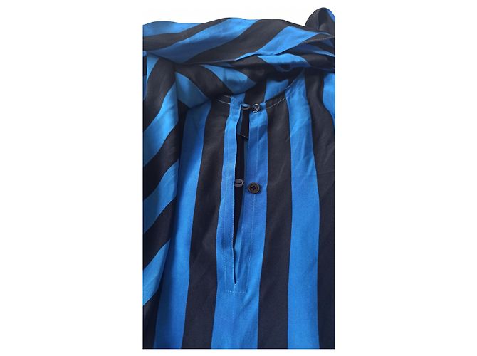Abito Guy Laroche in seta a righe nero blu - vista 6
