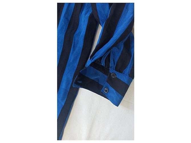 Abito Guy Laroche in seta a righe nero blu - vista 7