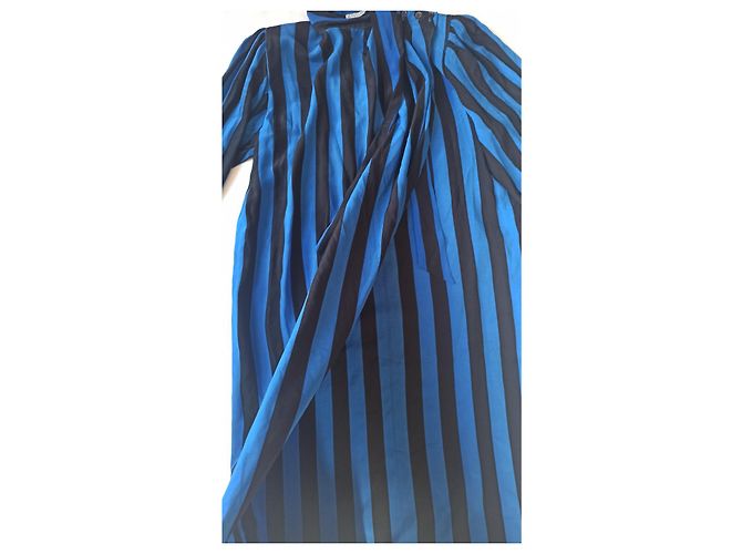 Abito Guy Laroche in seta a righe nero blu - vista 9