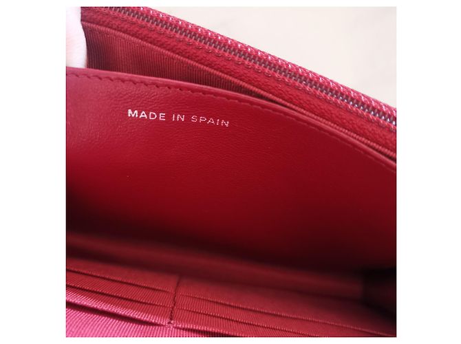 Wallet On Chain Cartera Chanel de piel de cordero roja con cadena SHW - vista 8