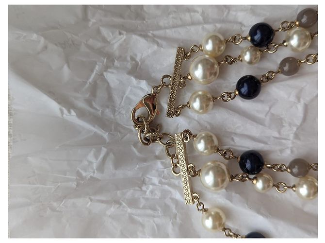 Chanel CC A16Logo K lungo perla barocca 3 collana a filo con etichetta a scatola Bianco - vista 12