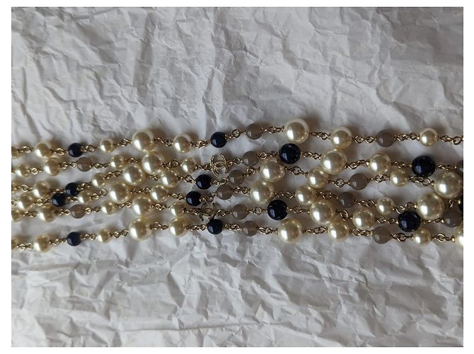 Chanel CC A16Logo K lungo perla barocca 3 collana a filo con etichetta a scatola Bianco - vista 8