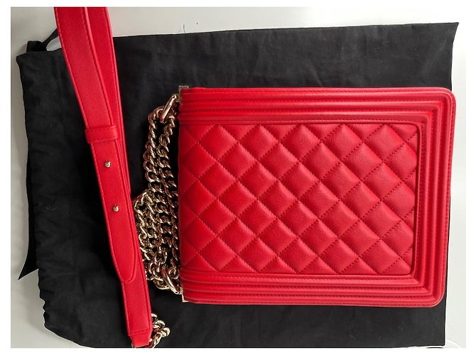 Borsa Chanel Boy North South in pelle rossa Rosso - vista 5