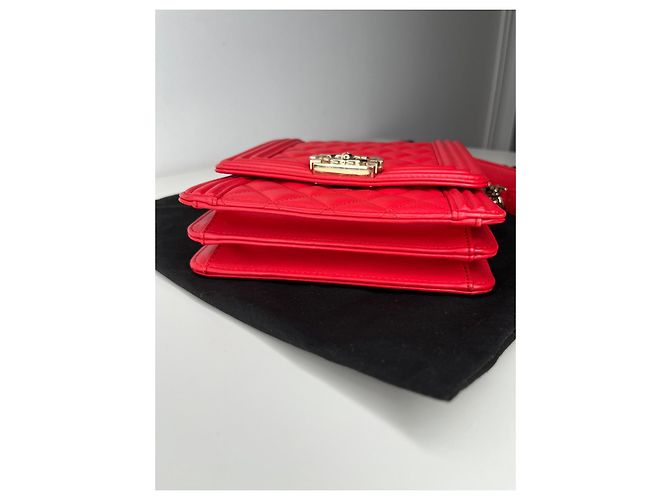 Borsa Chanel Boy North South in pelle rossa Rosso - vista 6