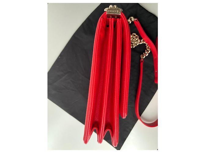 Borsa Chanel Boy North South in pelle rossa Rosso - vista 7
