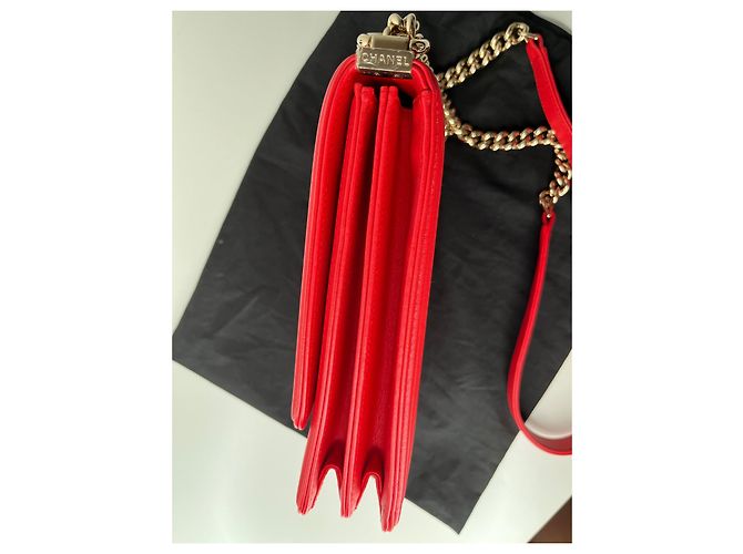 Borsa Chanel Boy North South in pelle rossa Rosso - vista 8