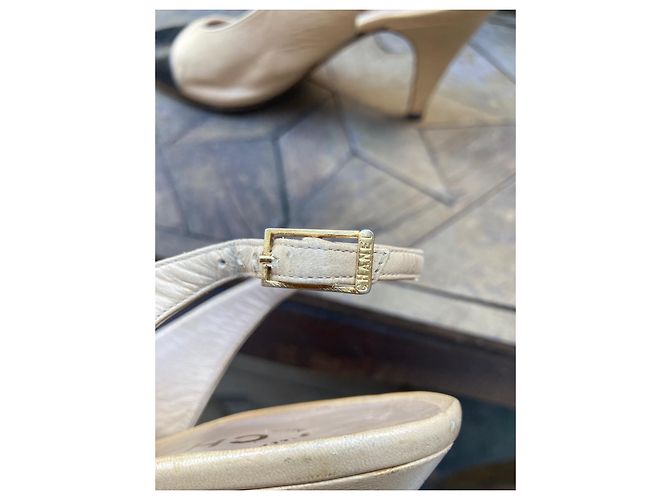 Slingback vintage Chanel Nero Beige - vista 8