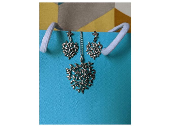 Tiffany & Co Conjunto de colar e brincos em prata de lei Paloma Picasso Olive Leaf - vista 12