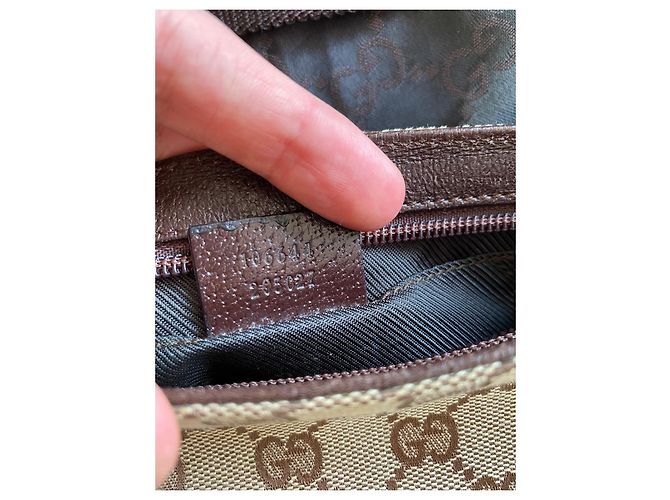 Borsa Baguette Gucci Beige Marrone Monogramma Pelle - vista 5