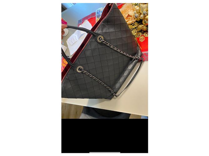 Borsa a mano Chanel in pelle blu scuro - vista 5