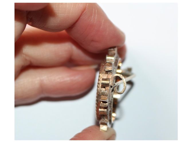 Autre Marque Spilla tonda Putto in argento e vermeil con perle Grigio - vista 6
