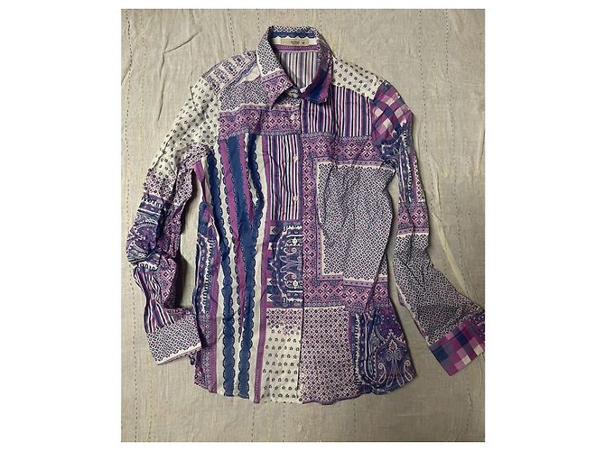 Etro camicia lilla multicolor fantasia paisley Multicolore Lavanda - vista 8