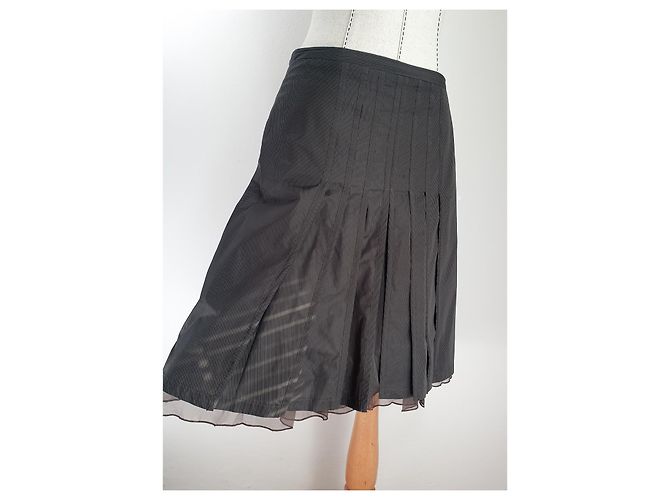 Falda midi a rayas René Lezard gris de seda - vista 2