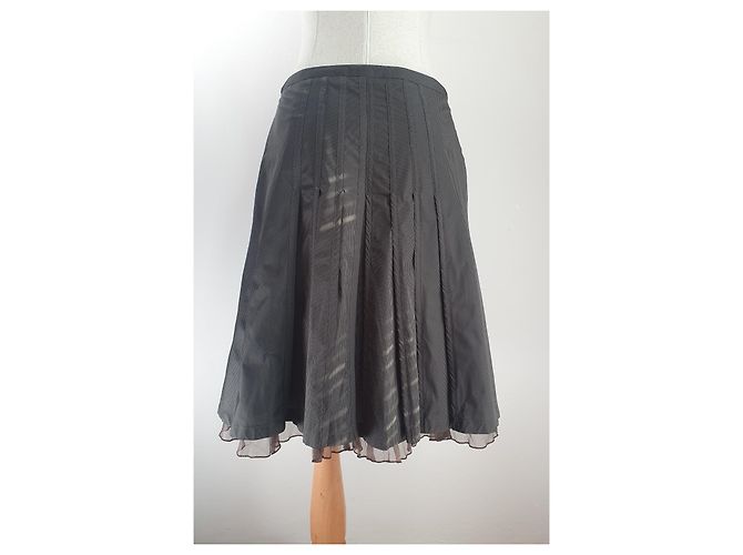 Falda midi a rayas René Lezard gris de seda - vista 3