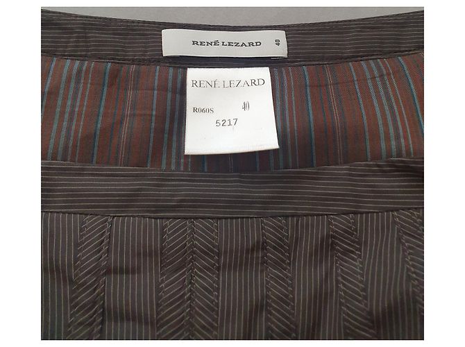 Falda midi a rayas René Lezard gris de seda - vista 4