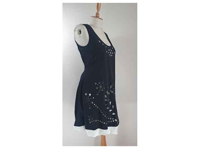 High Kleid Schwarz Weiß aus Polyester M - Ansicht 2