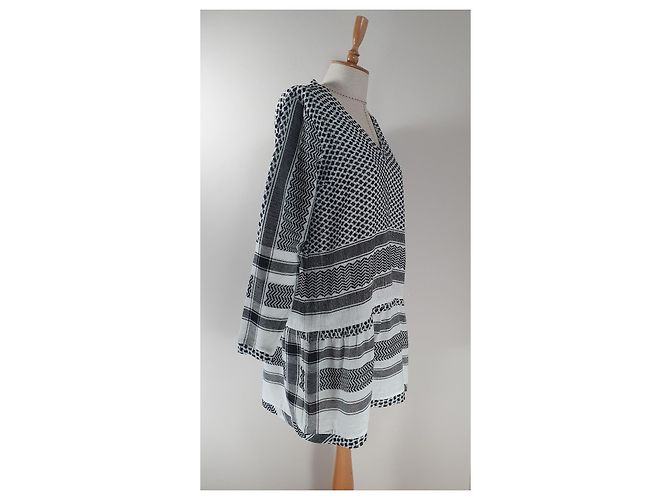 Vestido de algodón negro y blanco Cecilie Copenhagen - vista 3