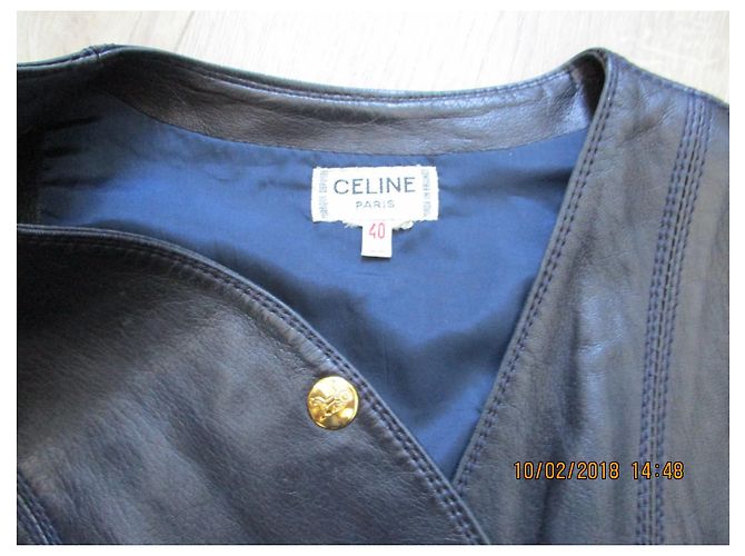 Céline jaqueta de couro marinho, taille 40. - vista 3