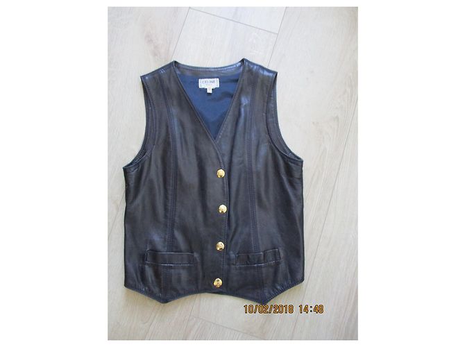 Céline jaqueta de couro marinho, taille 40. - vista 5
