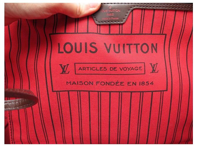 SAC A MAIN LOUIS VUITTON NEVERFULL GM N41357 DAMIER EBENE CABAS HAND BAG Marron - vue 10