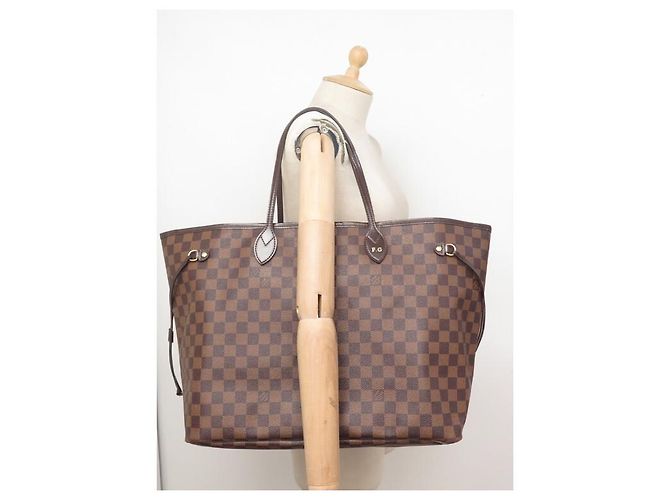 SAC A MAIN LOUIS VUITTON NEVERFULL GM N41357 DAMIER EBENE CABAS HAND BAG Marron - vue 7